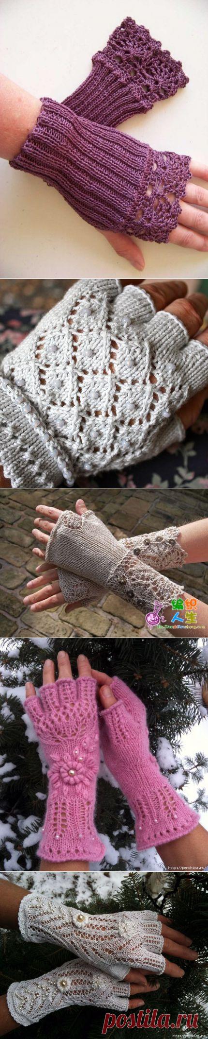 Подборка митенок связанных спицами