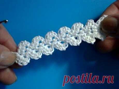 Вязание крючком - Урок 189 - Ленточное кружево 3 - Яндекс.Видео