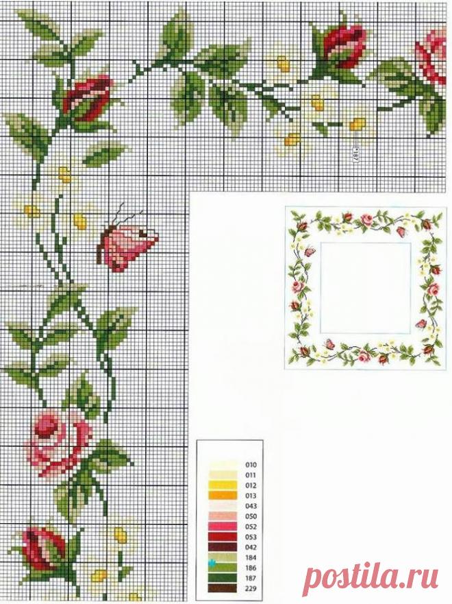 Вышивка крестом: розочки в стиле шебби-шик... и не только