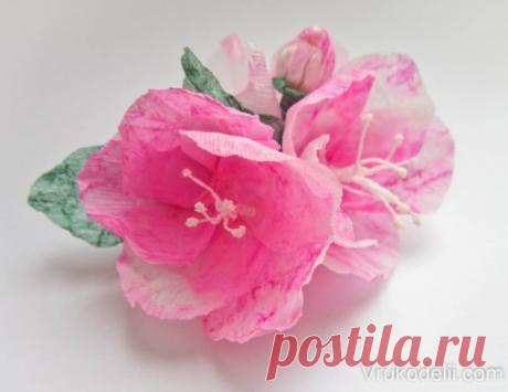 Нежные цветы из креп-бумаги / Цветы из бумаги / В рукоделии