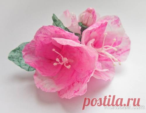 Нежные цветы из креп-бумаги / Цветы из бумаги / В рукоделии