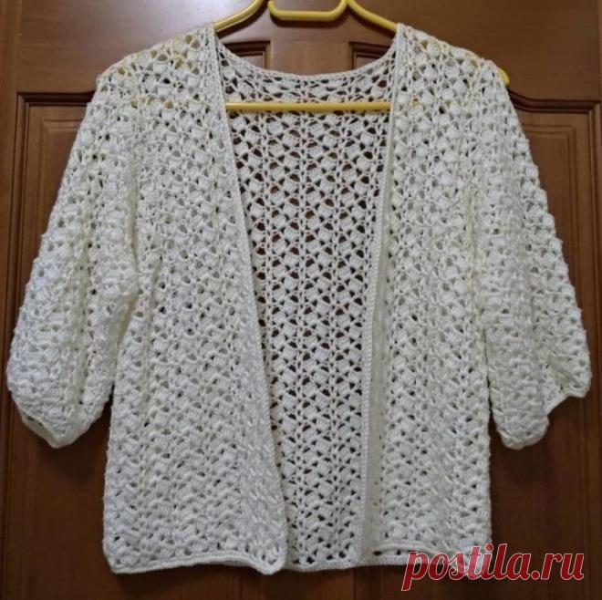 Белый летний ажурный жакет крючком Новый конкурс с денежными призами! - условия читаем ЗДЕСЬ