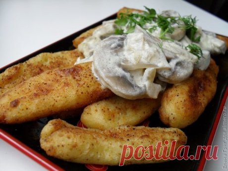 Оригинальная и простая закуска - картофельные палочки с грибами