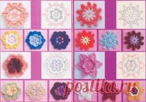 Открытки с вязаными цветами - Домашний hand-made