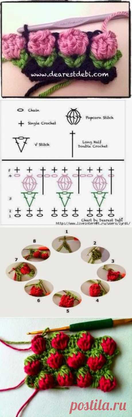 Irish crochet &: Узоры мелкими розами и сердечками.