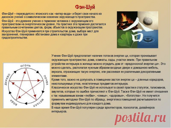 Первоначало азиатское слово «фэншуй» обозначало искусство выбора места для могилы.