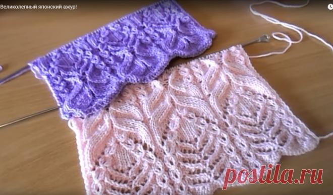 Чудесные японские узоры спицами.