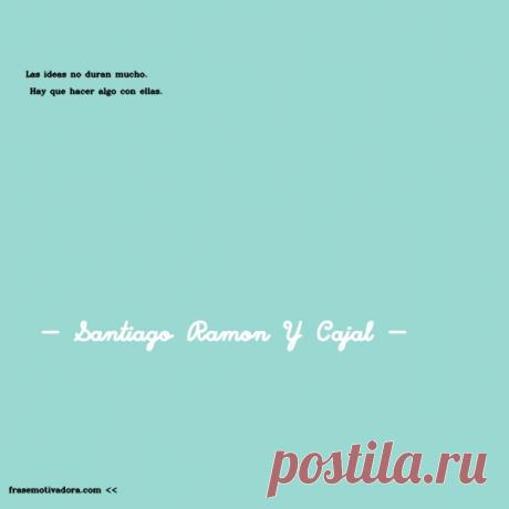Santiago Ramon Y Cajal: Las ideas no duran mucho. Hay que hacer algo con ellas.