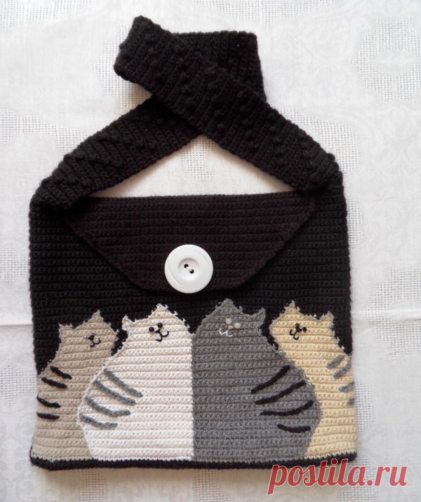 Вязанная крючком сумка Коты – HandMade39.ru