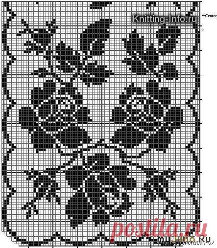 Вязаные модели с розами в технике филейного вязания.