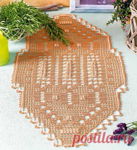 Робмовидная филейная салфетка - схема вязания крючком. Вяжем Салфетки на Verena.ru