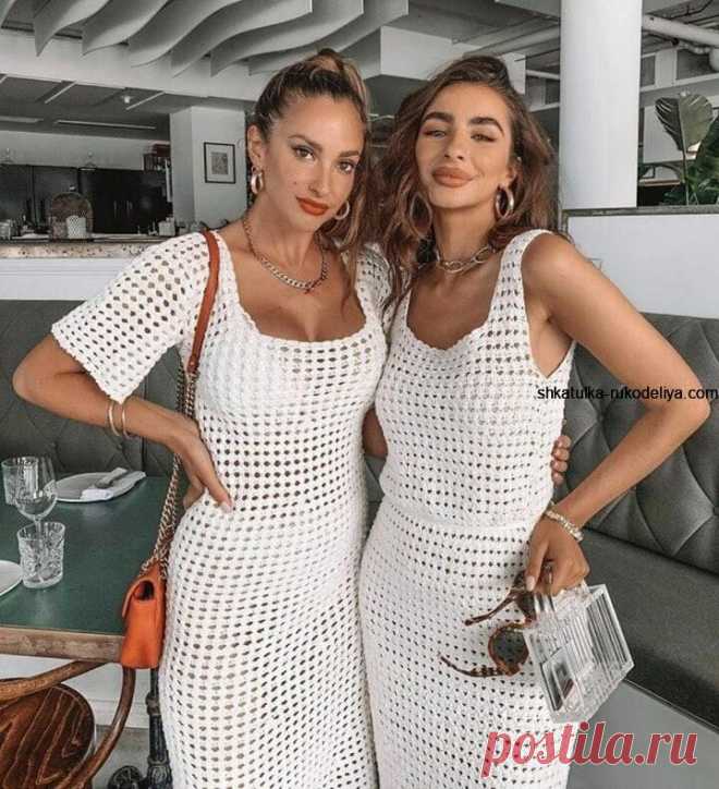 Летнее ажурное платье крючком.