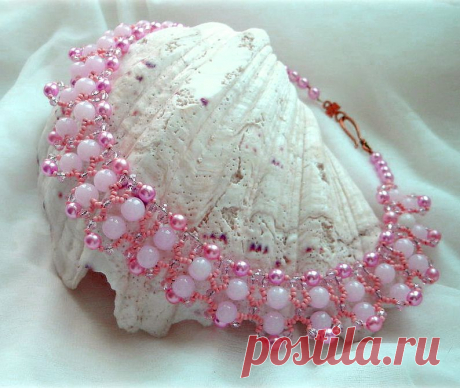 Free pattern for beaded necklace Pink Tenderness | Beads Magic