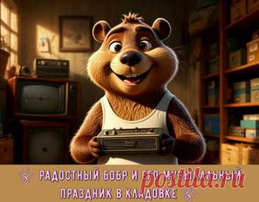 Этот момент — маленький праздник в повседневной жизни, когда даже простая вещь, как старый радиоприёмник, может принести столько счастья. Бобр наслаждается каждым мгновением, и его радость заразительна. В этой кладовке, которая обычно служит местом для хранения, сегодня царит атмосфера праздника и веселья...