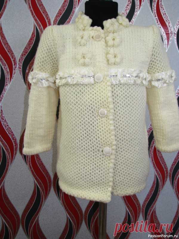Нарядная кофта для девочки. | Вязание спицами для детей