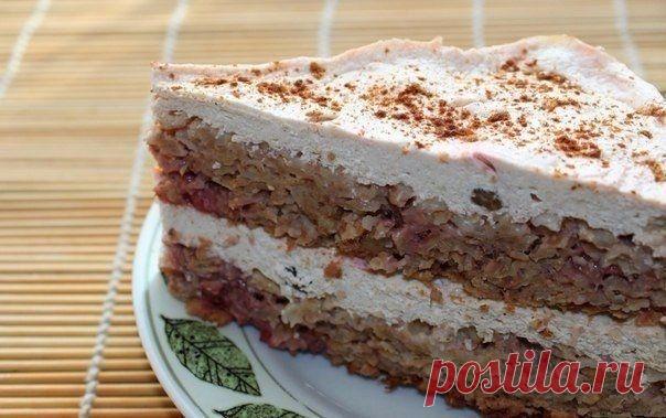Диетический творожно-овсяно-клубничный тортик