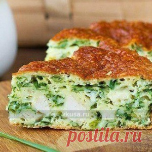 Вкусно-нежный пирог с зеленым луком, курицей и сырной корочкой - МирТесен