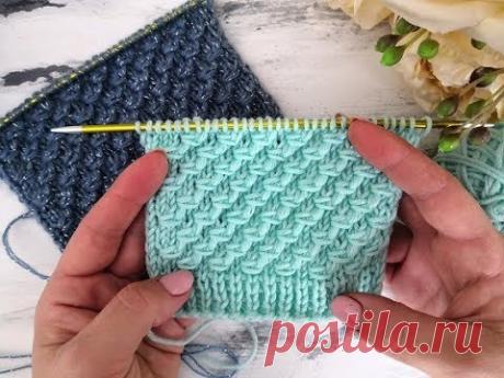 Рельефный простой узор спицами для вязания шапок, свитеров, кардиганов, джемперов