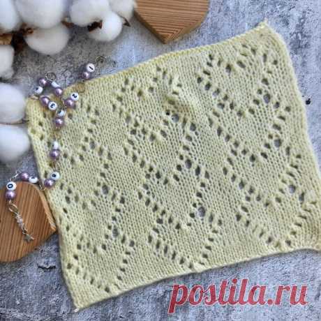 Ажурный узор Сердечки спицами со схемой - Самые красивые узоры спицами
