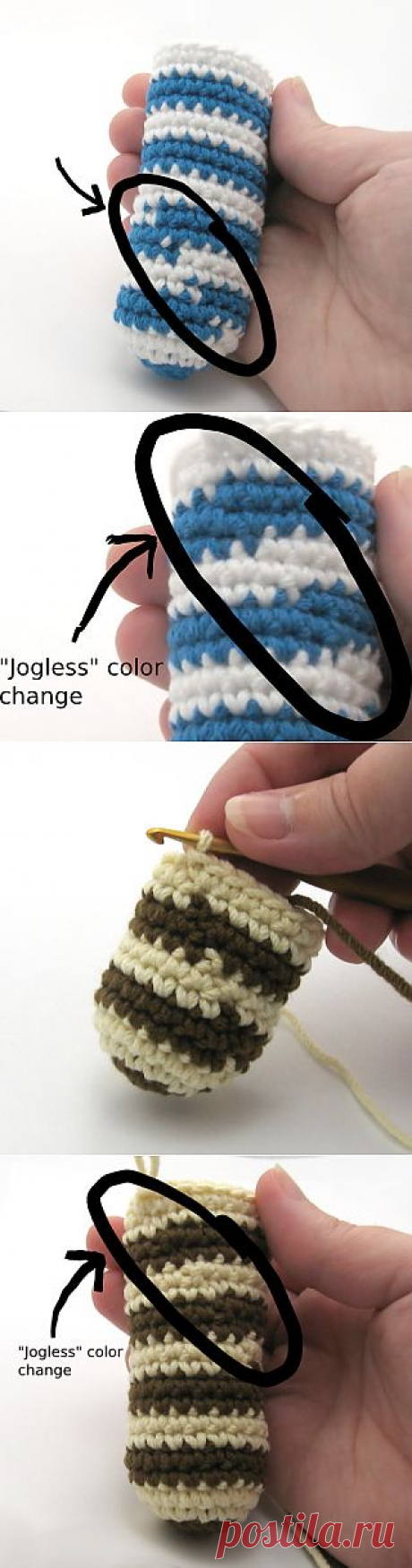 Tutorial: Crocheted Jogless Stripes | NeedleNoodles: Crochet Patterns, Knit Patterns, Amigurumi Awesomeness