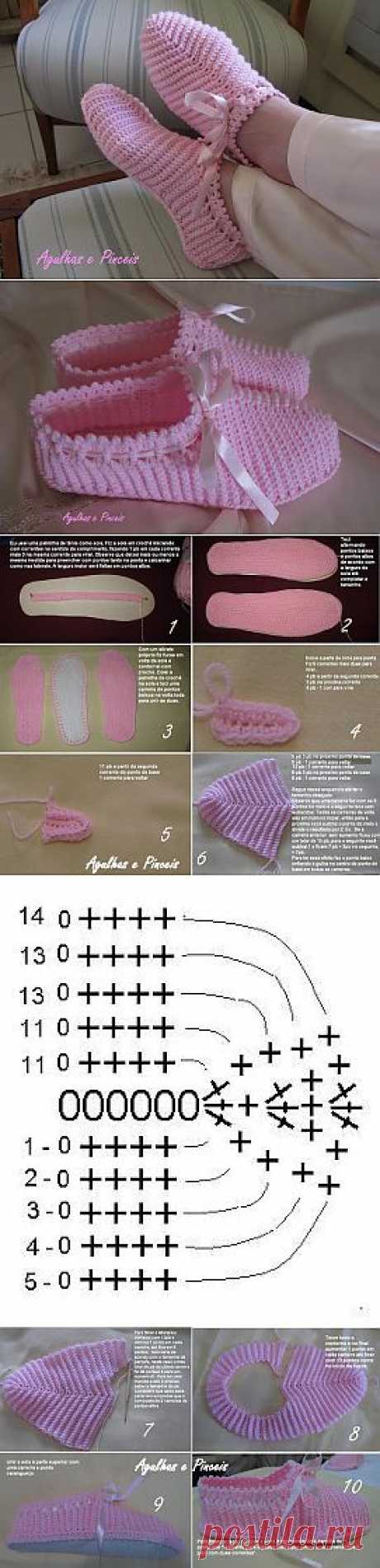 Agulhas e Pinceis: Pantufa de crochê