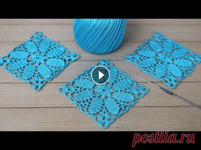 Вязание для начинающих КВАДРАТНЫЙ МОТИВ крючком МАСТЕР-КЛАСС Crochet Easy Flower Square Motif Instagram: @Уроки ВЯЗАНИЯ Литке Татьяны @Уроки ВЯЗАНИЯ для начинающих Квадратные мотивы крючком МК: ЛЕНТОЧНОЕ КРУЖЕВО мастер-классы: Вязание ирландско...