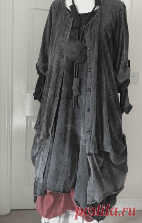 stunning designer quirky/lagenlook parachute dress &amp; COAT SIZE L/XL barely bk