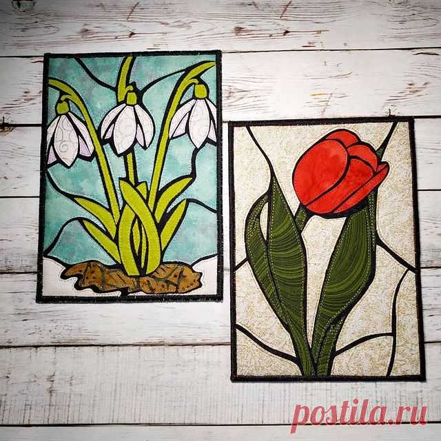 ❇️Наступила весна - пора показывать цветы!💐 🥰 .

Открытки, выполнены в лоскутной технике 