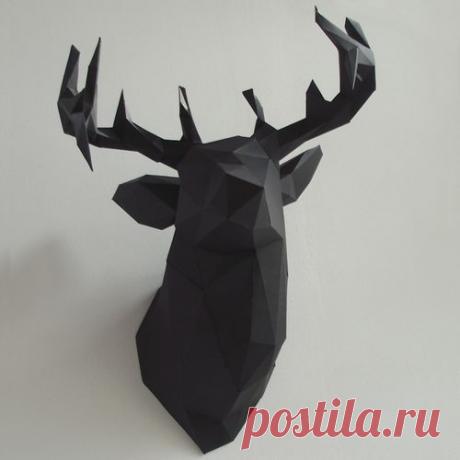 Голова оленя из картона