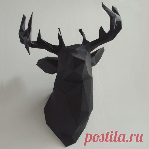 Голова оленя из картона
