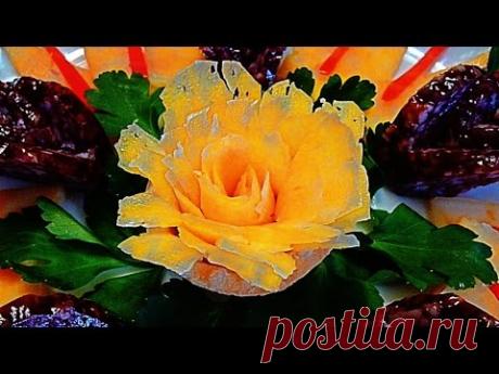 Цветок из сыра! Украшения тарелки! Flower of chees! Decoration of dishes!