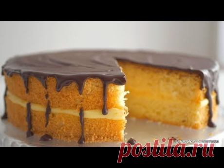 Бостонский кремовый торт/пирог/Boston cream pie - бисквитный торт с заварным кремом