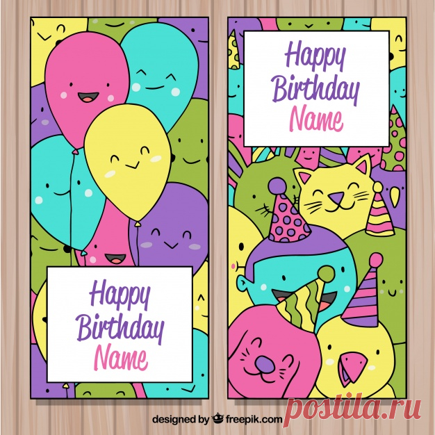 Две красочные открытки с рукописным рисунком Более миллиона свободных векторов, PSD, фотографии и бесплатные иконки. Эксклюзивные халявы и все графические ресурсы, которые необходимые для ваших проектов