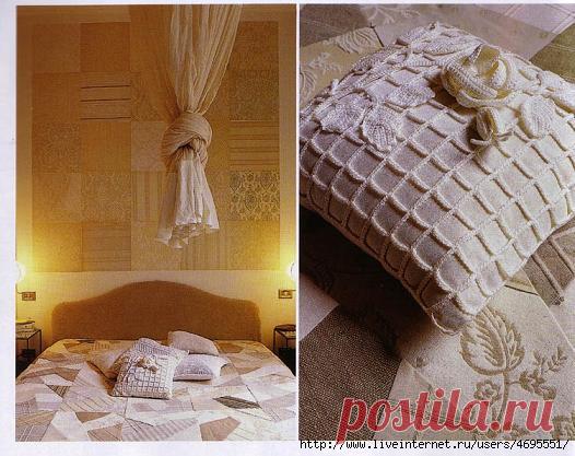 Ажурные подушки из квадратных мотивов — Рукоделие