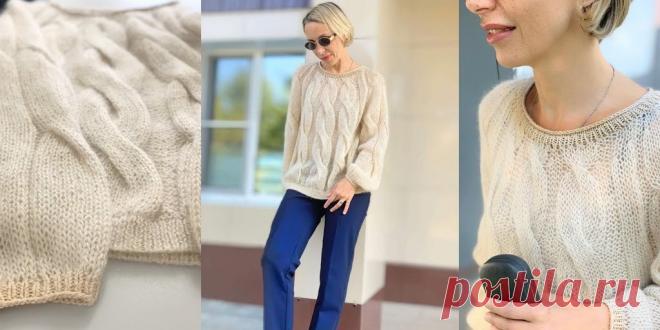 Вязанный свитер с косами April - Вяжи.ру