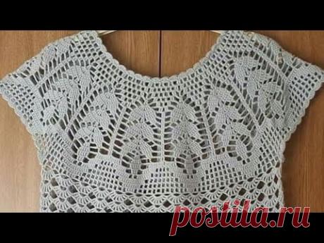 Pala de crochê Folhas #blusadecroche #paladecroche #blusadecrochesemcostura