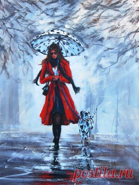 Helen Cottle, 1962 ~ Red umbrella | Tutt'Art@ | Pittura * Scultura * Poesia * Musica |