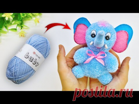 🐘 Чудесный Слоник из пряжи БЕЗ ВЯЗАНИЯ! 💕 Pom Pom Elephant DIY
