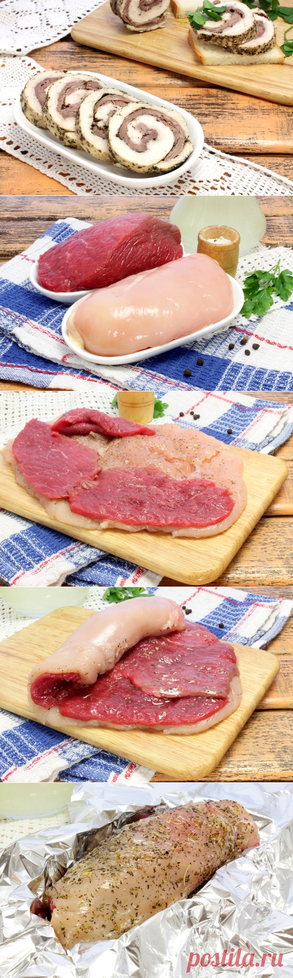 Рулет из говядины и курицы. Рецепт с пошаговыми фото