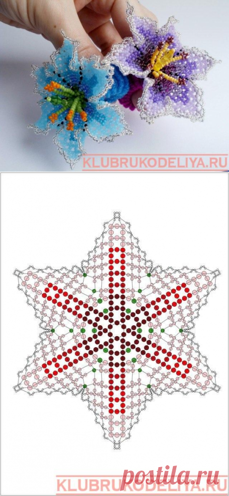 Схема цветка из бисера.Ажурное плетение - Клуб рукоделия