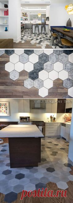 Interesting floor transition | Bodenbelag / Wandbelag | Tile flooring, Flooring ideas and Wood flooring