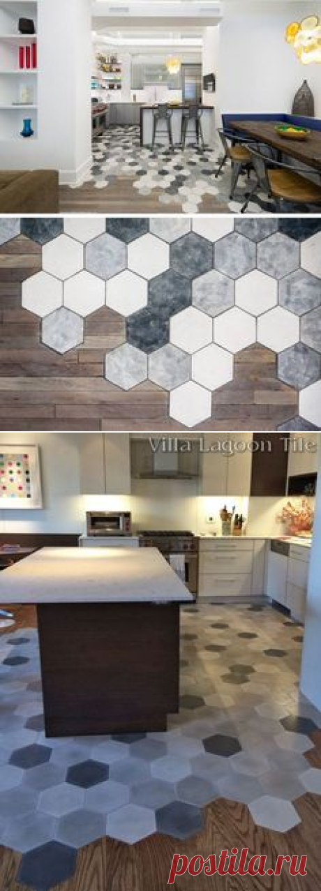 Interesting floor transition | Bodenbelag / Wandbelag | Tile flooring, Flooring ideas and Wood flooring