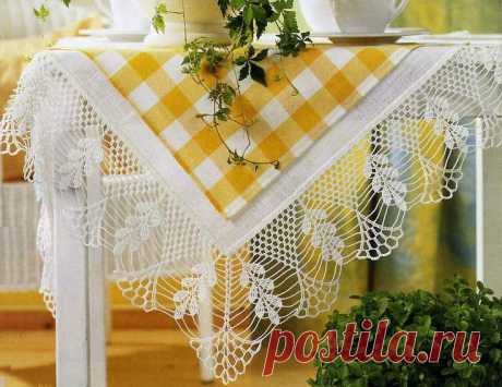 Обвязка скатерти крючком с углом: какая подойдёт пряжа для обвязывания скатерти? Простые и сложные виды обвязки и схемы. Оформление красивого угла скатерти пошагово со схемами.