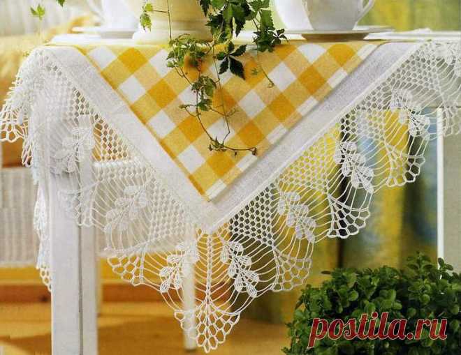 Обвязка скатерти крючком с углом: какая подойдёт пряжа для обвязывания скатерти? Простые и сложные виды обвязки и схемы. Оформление красивого угла скатерти пошагово со схемами.