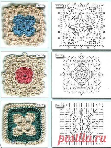 Очень красивые узоры. Схемы. Можно использовать для вязание пледа.