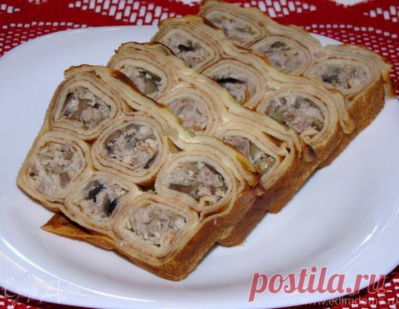Блинный пирог с мясом и грибами, пошаговый рецепт на 2496 ккал, фото, ингредиенты - Стелла