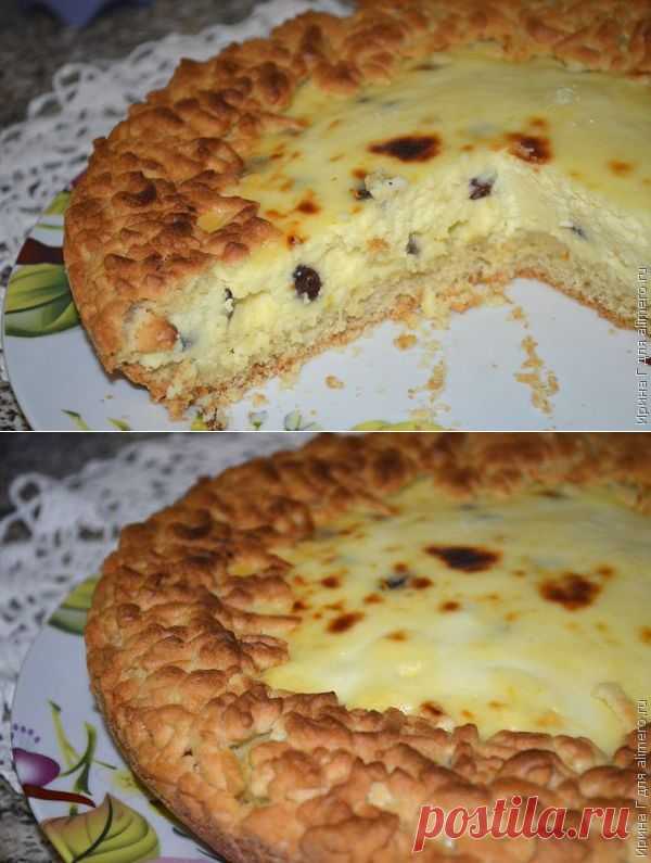 Пирог с творогом, изюмом и лимонной цедрой / Рецепты с фото