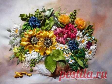 Тонировка вышивки лентами. Мастер-класс с пошаговыми фото