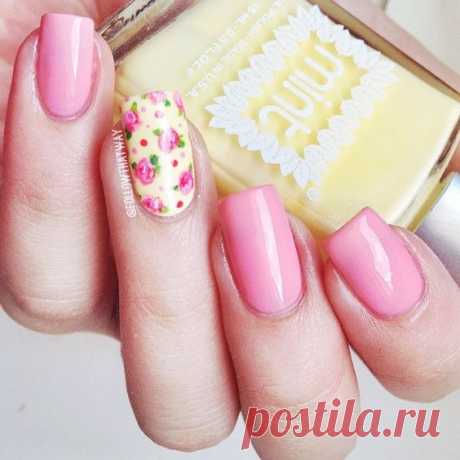Pastel Pink and Yellow Floral Nails | Nails