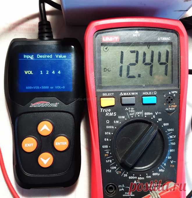 Калибровка напряжения тестера батарей KW600
